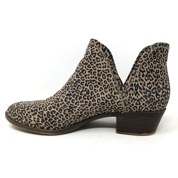 Lucky Brand Baley2 Ankle Boots Women's Size 8 Leopard Suede Leather Booties Chic - Picture 8 of 15